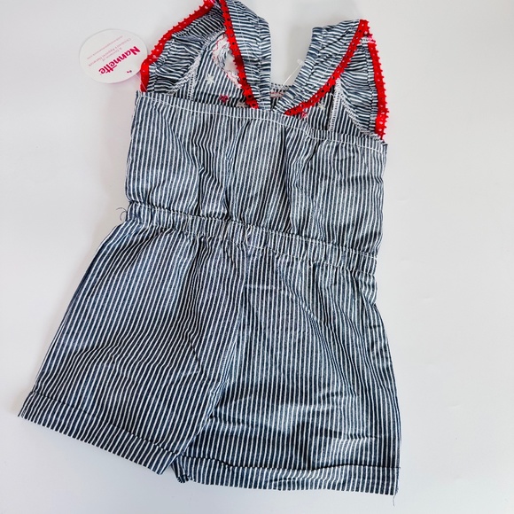 NEW Nannette Leopore Kids Romper 4th of July Stripes Stars Ruffle 4 or 6x - Picture 2 of 9
